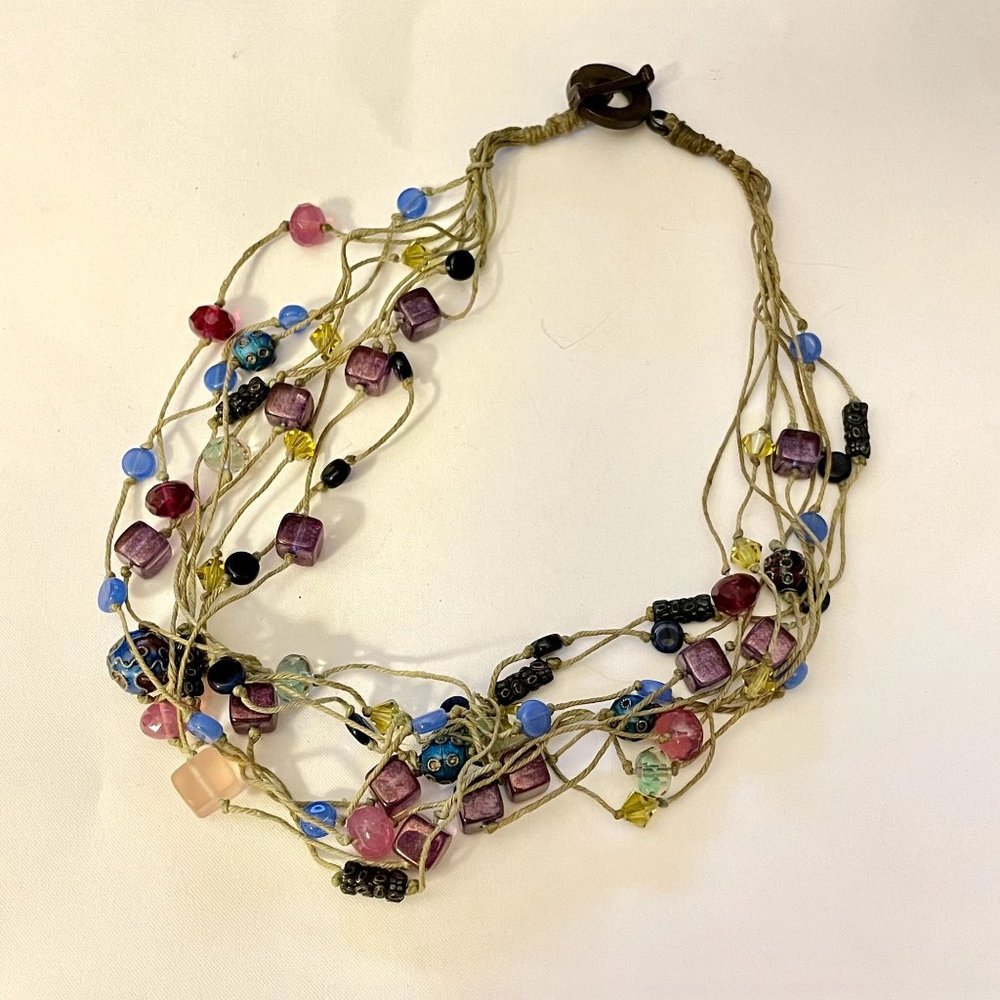 Boho Colorful Multi-Strand Beaded Artisan Choker - Picture 2 of 5
